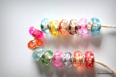 9mm Crack Resin Transparent Charm Beads x 10